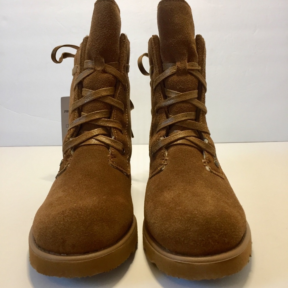 BEARPAW Suede Lace-up Wool Blend Snow wedged boots - Picture 3 of 16